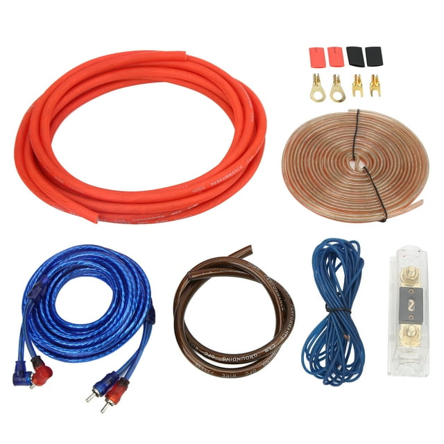 Kit de Câblage Audio de Voiture, Kit d'Installation Électrique Résistant à l'Usure Anti-Interférence Ignifuge pour Subwoofer pour Haut-Parleur
