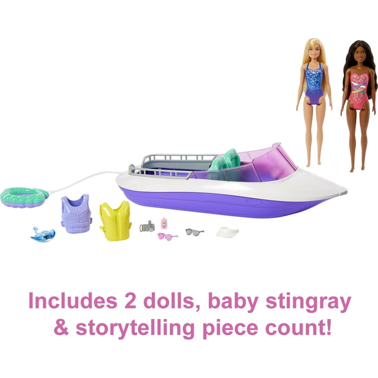 Barbie Mermaid Power Malibu and Brooklyn Dolls with Boat