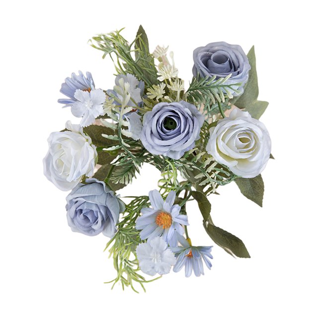 CSChome Artificial Flower Artificial Flower Bunch: Realistic Looking Non fading 5 Forks with 4 Rosebuds Perfect for Wedding Simulation Bouquets and Home Decor