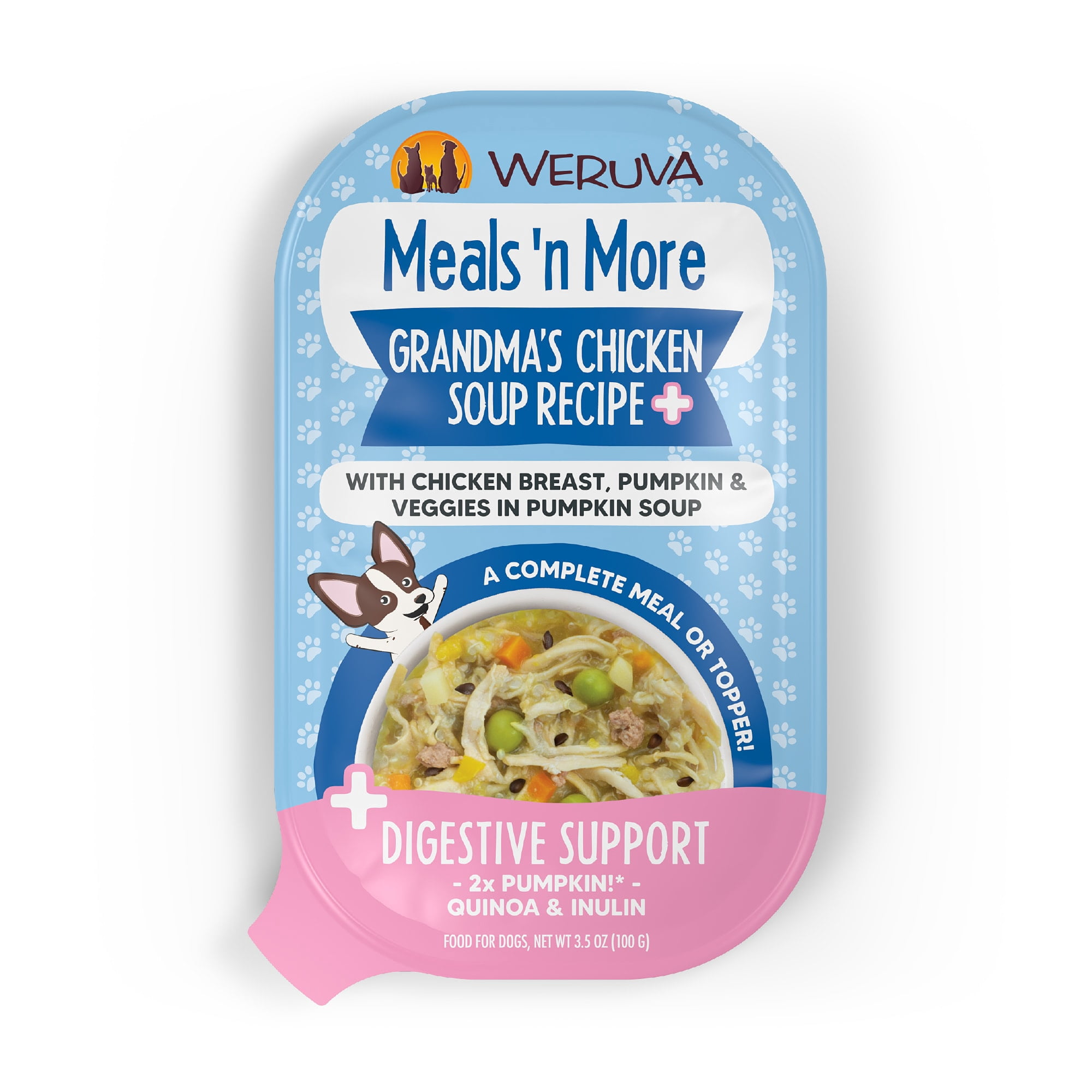 Weruva Meals 'n More Grandma's Chicken Soup with Chicken Breast & Veggies in Pumpkin Soup Wet Dog Food, 3.5 oz., Case of 12