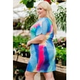 thumbnail image 3 of Purcoar Multicolor V Neck Tie Dye Leopard Splicing Plus size Mini Dress, 3 of 8