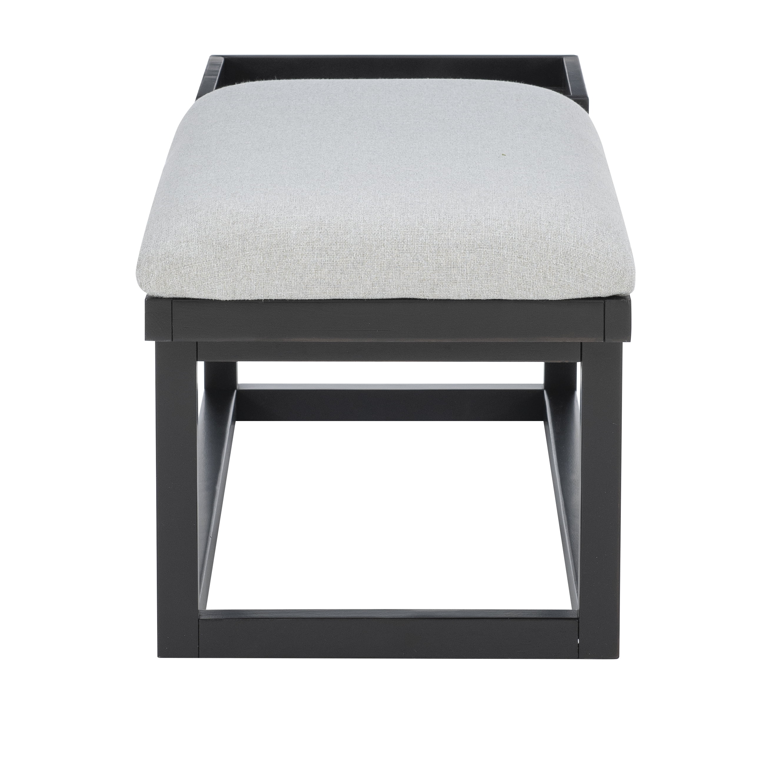 Linon Mickle Upholstered Bench with Built-In Tray, Black/Gray