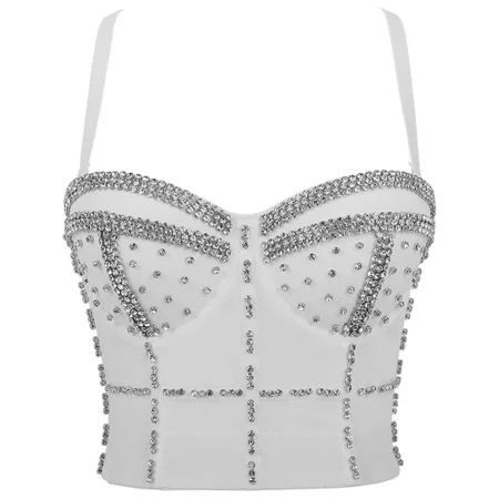 ChunLiang Club Tank Top Women Bra Shaper Camis Shirt Woman Clothes Blusa Party Corset Ladies Tops y2k Rhinestone Diamond Sequin