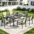 thumbnail image 1 of 7 Piece Patio Dining Set, Outdoor Furniture Set with 55" Rectangular Iron Table & 6 Textilene Chairs, For All Weather Suitable for Backyard, Garden, Poolside, 1 of 8