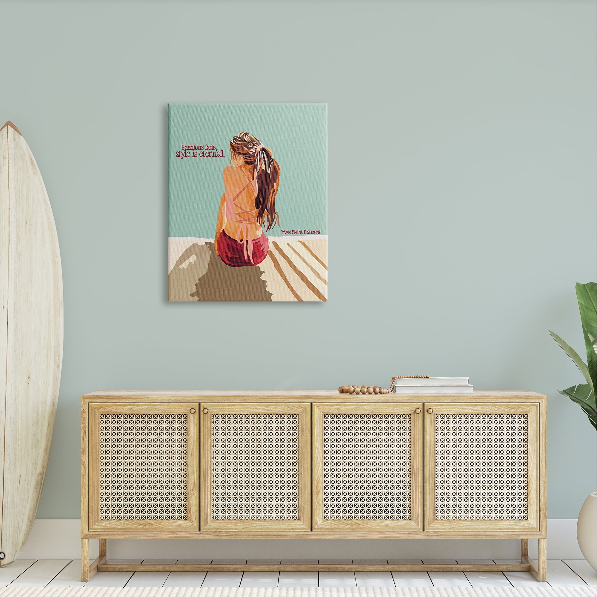 Stupell Industries Style is Eternal Motivating Fashion Quote Beach Woman Graphic Art Gallery Wrapped Canvas Print Wall Art, Design by Amelia Noyes