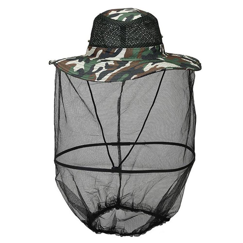 Outdoor Camo/Camouflage Large 13.7 inch Brim Beekeeper Beekeeping  Anti-Mosquito Bees Bee Bug Insect Fly Mask Cap Hat with Head Net Mesh Face  Protection Outdoor Fishing Equipment 