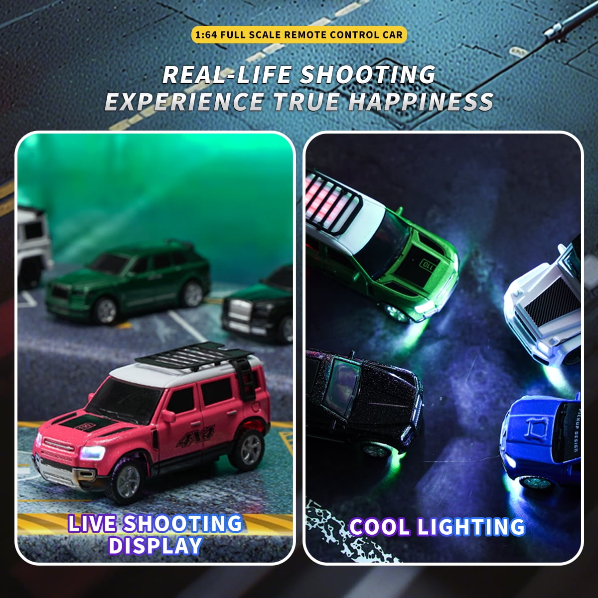 1: 64 mini large G remote control car, 2.4GHz dual frequency control, alloy body, adjustable speed and steering