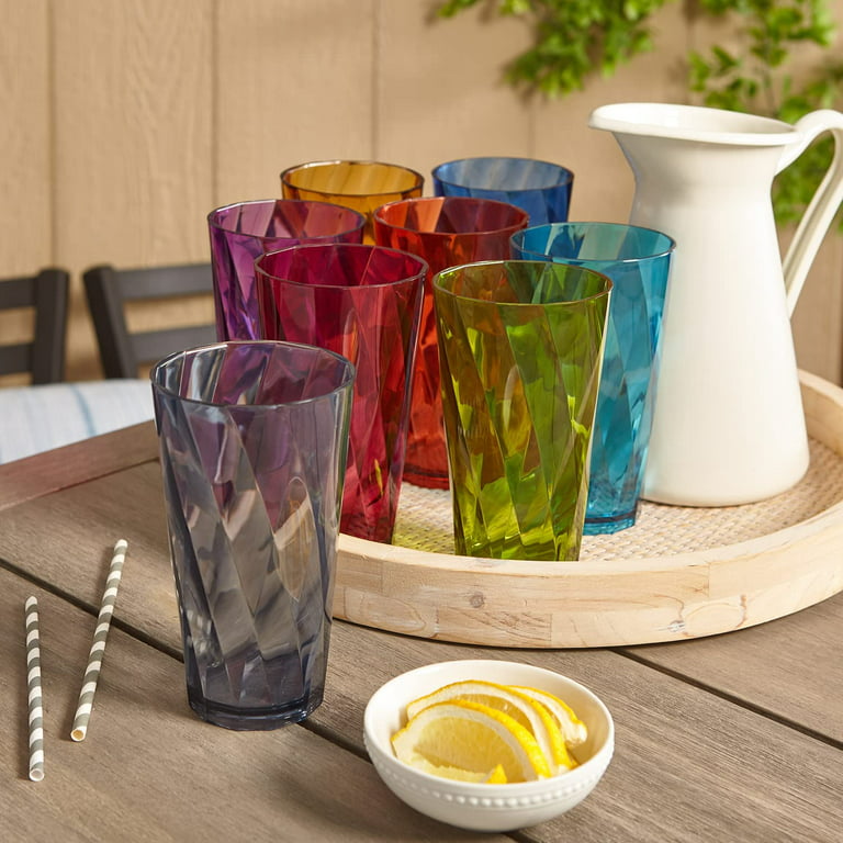 US Acrylic Optix Plastic Reusable Drinking Glasses (Set of 8) 20oz Water  Cups in Jewel Tone Colors , BPA-Free Tumblers, Made in USA , Top-Rack  Dishwasher Safe 20-ounce 