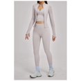 thumbnail image 3 of PISONIC Workout Sets for Women 3 Piece Long Sleeve Zip Up Jacket, V-neck Cami Tank Top, High Waisted Leggings Gym Athletic Sets, 3 of 7