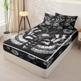 thumbnail image 2 of Homewish Goth Skull Moths Zipper Twin Comforter Sets with Fitted Sheet and 2 Pillowcases,Vintage Flowers Zipper Bedding Set,Black Gray,Halloween Bed Set,Black Reversible,4pcs, 2 of 8