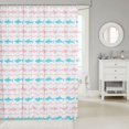 thumbnail image 2 of Manfei Cartoon Sea Shark Shower Curtain 72Wx78L, Simple Wave Bath Curtain, Sky Blue Pink, 2 of 5
