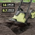 thumbnail image 3 of SOYUS 14 Inch Electric Tiller Cultivator 12 Amp Corded Tiller for Gardening, Garden Tiller with Folding Handle, 4 Steel Tines Wheeled Rototiller for Lawn Yard Soil Tilling, 3 of 9