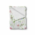 thumbnail image 2 of Flower Garden Soft Flannel Fleece Blanket, Botanical Theme Floral Elements Colorful Blossoms Along Butterflies, Cozy Plush for Indoor and Outdoor Use, 50" x 60", Sky Blue Pink Green, by Ambesonne, 2 of 6