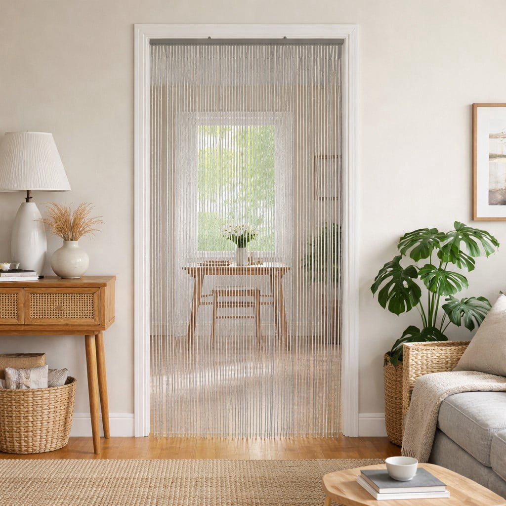 Bamboo Beaded Door Curtain 65 Strings 79" W x 36" W Gray