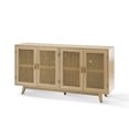 14 Karat Home Wooden Rattan TV Stand Console Table for TVs up to 65'' with Doors & Storage Shelf