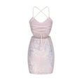 thumbnail image 3 of Sparkly Party Dress for Women Cutout Cross Criss Back Backless Sequin Bodycon Dresses Halter Cocktail Prom Formal Wear Pink XS, 3 of 4