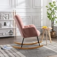 thumbnail image 3 of PORKISS Teddy Upholstered Rocking Chair with High Backrest Armchair for Living Room Bedroom, Pink, 3 of 8