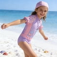 thumbnail image 2 of Girls Swimsuit UPF 50+ Rash Guard Girls Long Sleeve Swimsuit Sun Protection Swimwear for Toddler Kids and Youth Quick-Dry Athletic Bathing Suit, 2 of 5