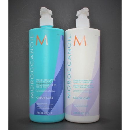 Moroccanoil Blonde Perfecting Purple Shampoo and Conditioner 33.8 oz Set