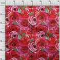 thumbnail image 2 of oneOone Silk Tabby Crimson Red Fabric Rose Floral Dress Material Fabric Print Fabric By The Yard 42 Inch Wide, 2 of 4
