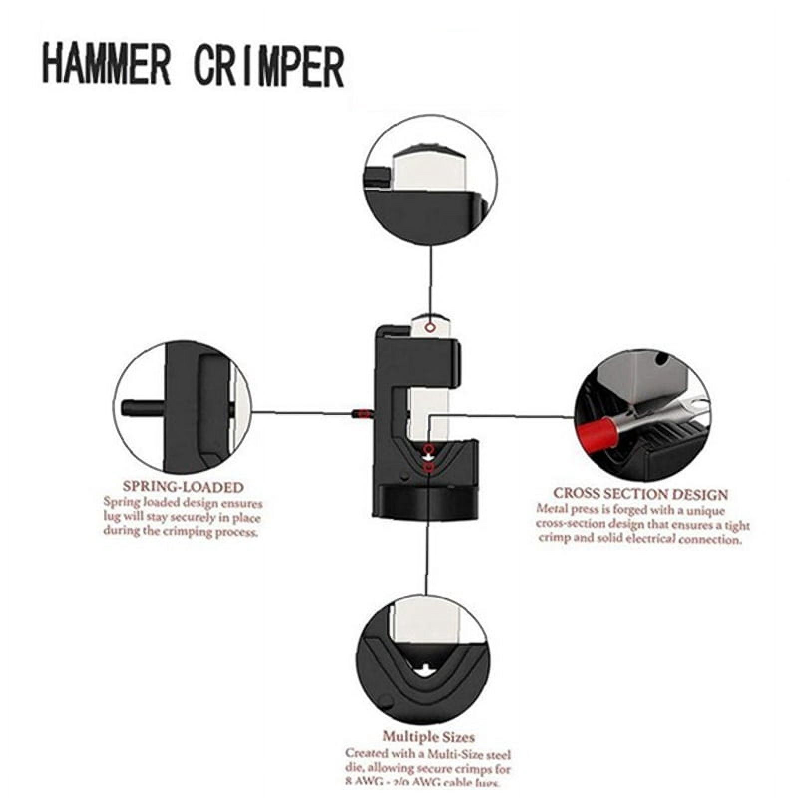 Hand Tools, Cable Lug Crimping Tool, Hammer Lug Crimper Battery Terminal Wire Soldering Cable Crimping Tool AWG 6 to 3/0