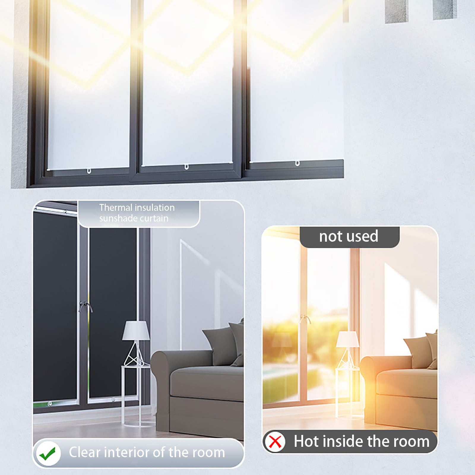 Blackout Blind Curtains with Suction Cups for Windows No Drill Cordless Blinds Temporary Portable Roller Shades Uv Protection Window Shades for Home,Office,Bedroom,Door(45*125Cm, Black)Harlik