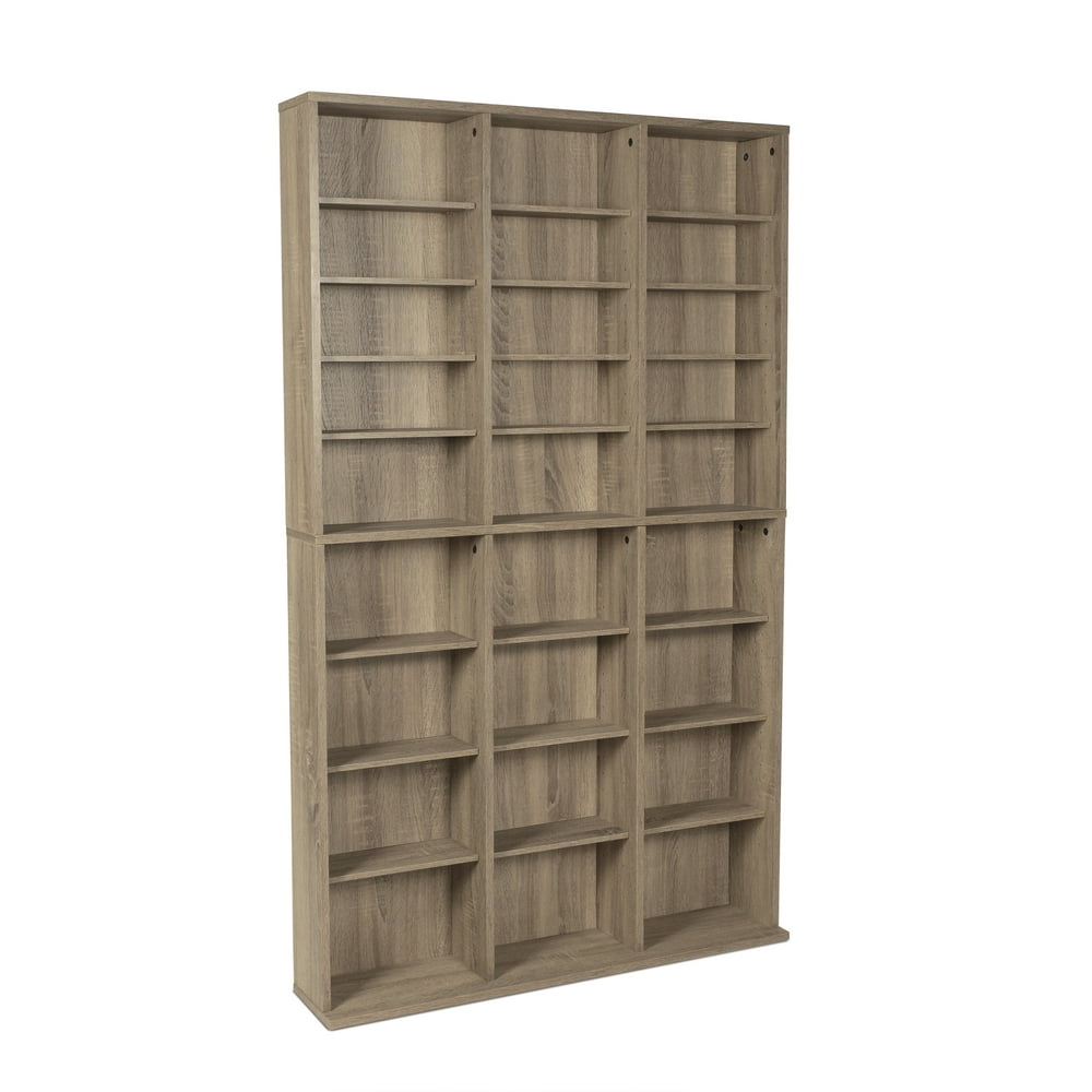 Atlantic 37"x60" Oskar Adjustable Wood Media Storage Shelf Bookcase (360 DVDs, 756 CDs