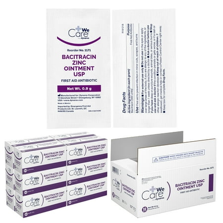 Dynarex Bacitracin Zinc Ointment USP - Burn Cream and Antibiotic Ointment for Minor Cuts, Diaper Rashes, Wound Care and First Aid, 0.9g Packets - 1 Case of 1,728 Packets