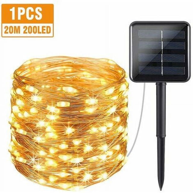 Dinheiro Día del Padre Luz Solar Exterior Cadena Luces de Jardín Blanco Cálido 20M-200LED