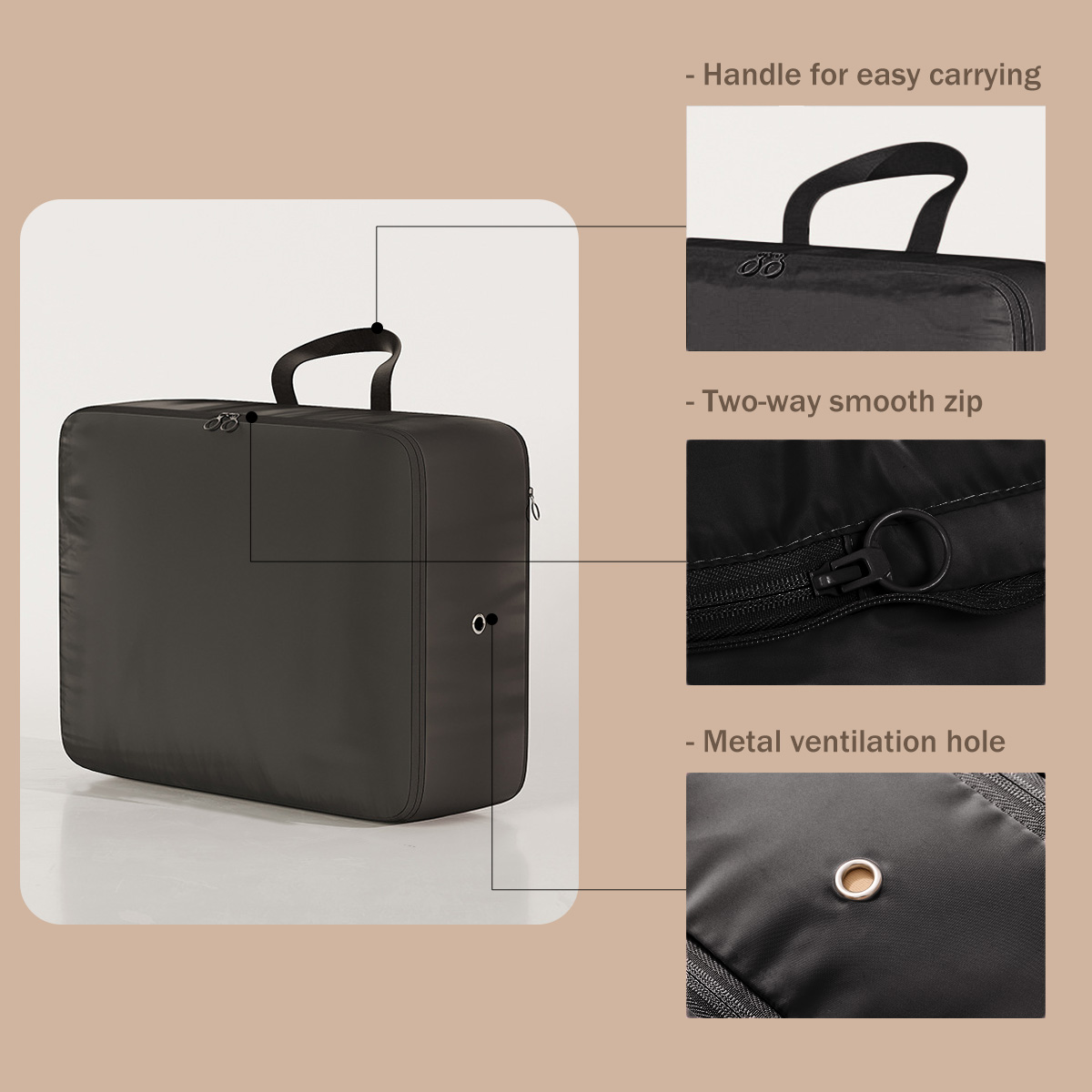 AUXDIQ 3 PCS Compression Packing Cubes Travel Luggage Organizer Bags Set Packing Organizers Compression Suitcase Bag Travel Essential Bag
