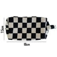 thumbnail image 2 of Hukapapa Bolsa de cosméticos con diseño de cuadros en blanco y negro, bolsa de almacenamiento portátil de gran capacidad, 2 of 5