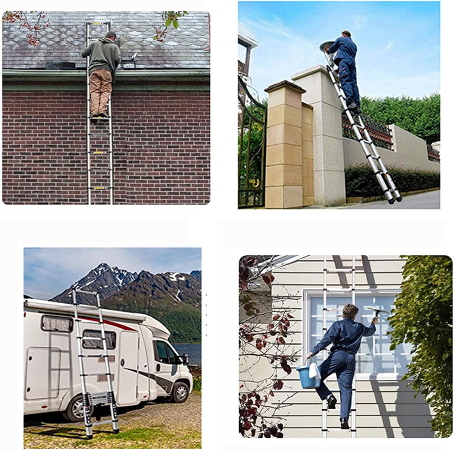 HOSTIC 10.5-14.5 Ft Aluminum Telescopic Extension Ladder photo 4