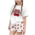 thumbnail image 2 of ITSAME Girls Outfits 2-Piece, Crewneck T-Shirts and Shorts Fashion Print Summer Loose Casual Clothes Set White Size 7-8, 2 of 6