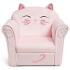 Costway Sofá para niños, sillón con dibujo de gato para niños con estructura de madera y pies antideslizantes, complemento de decoración resistente y ligero para niños y niñas
