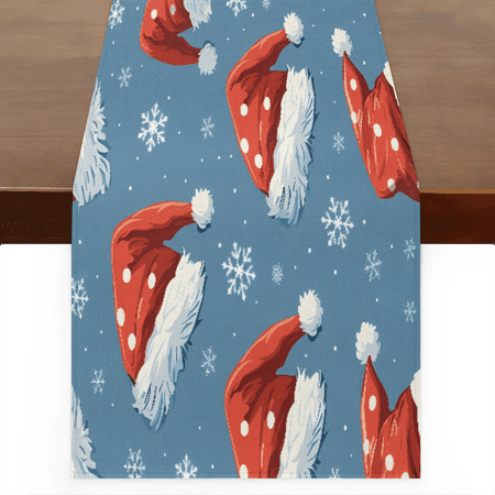 

Qzaxky Table Runner Boho Table Runner Christmas Santa Hat Blue Bohemian Boho Outdoor Table Runner Decoration for Indoor Outdoor Home Dinner Party Wedding Decor 13 x 36 Inch