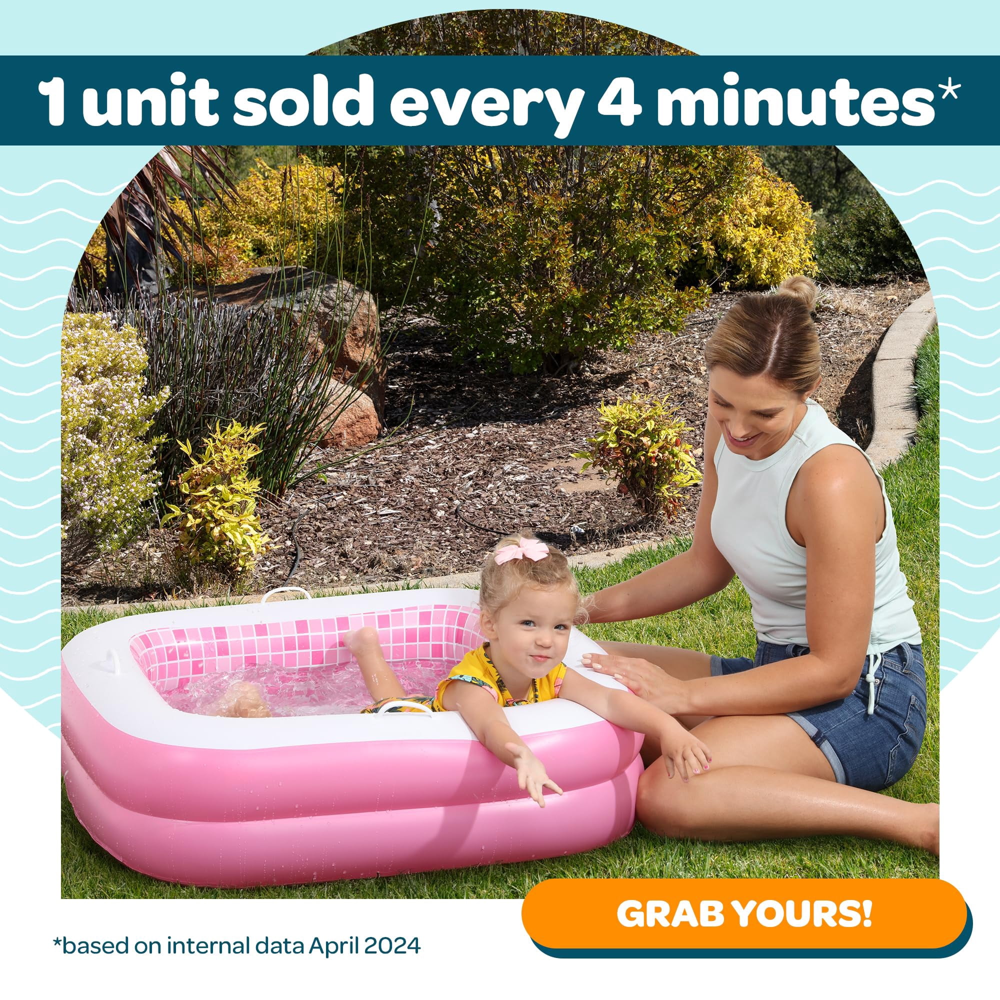 Inflatable Baby Pool Bathtub & Ball Pit for Toddlers, 34" Playful Pink Blow up Pool For Kids