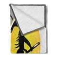 thumbnail image 2 of Halloween Soft Flannel Fleece Throw Blanket, Flying Spooky Smiling Witch Silhouette with Bats and Full Moon, Cozy Plush for Indoor and Outdoor Use, 50" x 60", Grey Mustard, by Ambesonne, 2 of 5