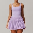 thumbnail image 7 of PISONIC Womens Tennis Golf Dress with Built-in Bra Shorts Backless Square Neck Pleated Hem Athletic Dresses with Pockets, 7 of 7