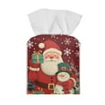 thumbnail image 2 of POLERO Square Tissue Box Cover - Waterproof PU Leather Tissues Cube Boxes Holder Aesthetic Desk Decor for Room, Home & Office - Christmas Santa Snowman, 2 of 7