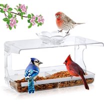 FINAQUA Clear Transparent Window Bird Feeder with Non-Marking Self-Adhesive Hooks - Standard Size, Outdoor Garden Decor & Bird Watching Gift