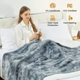 thumbnail image 2 of WISHEAD Electric Heated Blanket Throw 50''x60''Size Faux Fur Heating Blanket 5 Heating Settings, 3h Timer & Overheat Protection, Machine Washable, Soft Flannel and Sherpa Full Body Warmth,Light Gray, 2 of 9