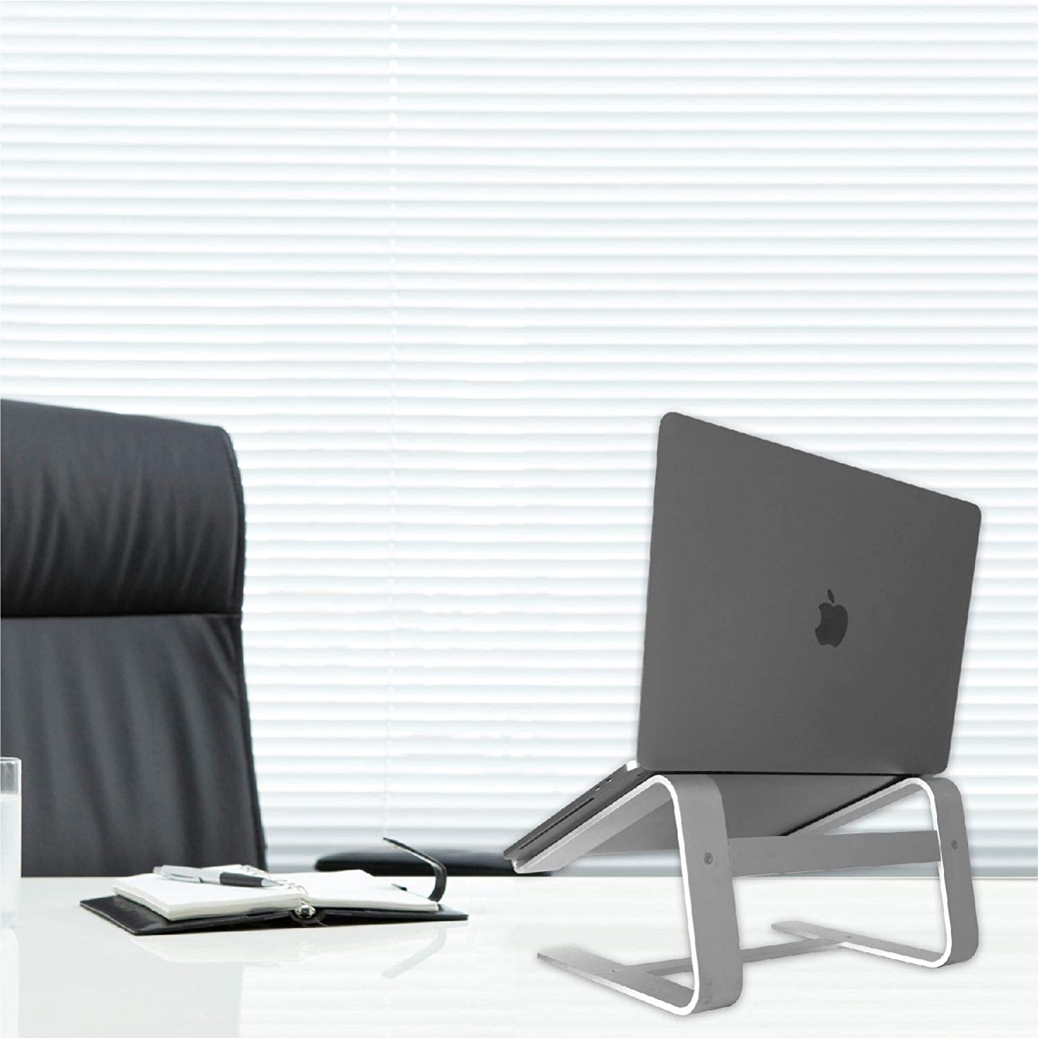 Macally Laptop Stand for Desk - Aluminum Laptop Riser Stand for Desk - Ergonomic Laptop Holder Mount - Use as Macbook Stand (Pro/Air) or Notebook Computer Stand between 10 to 17.3 Inches - Silver