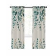 thumbnail image 7 of Teal Green Eucalyptus Blackout Curtains for Bedroom, Farmhouse Weeping Leaves Linen Thermal Insulated Kitchen Drapes with Grommets, Light Blocking Window Treatment, 2 Panels 27.5" x 39", 7 of 7