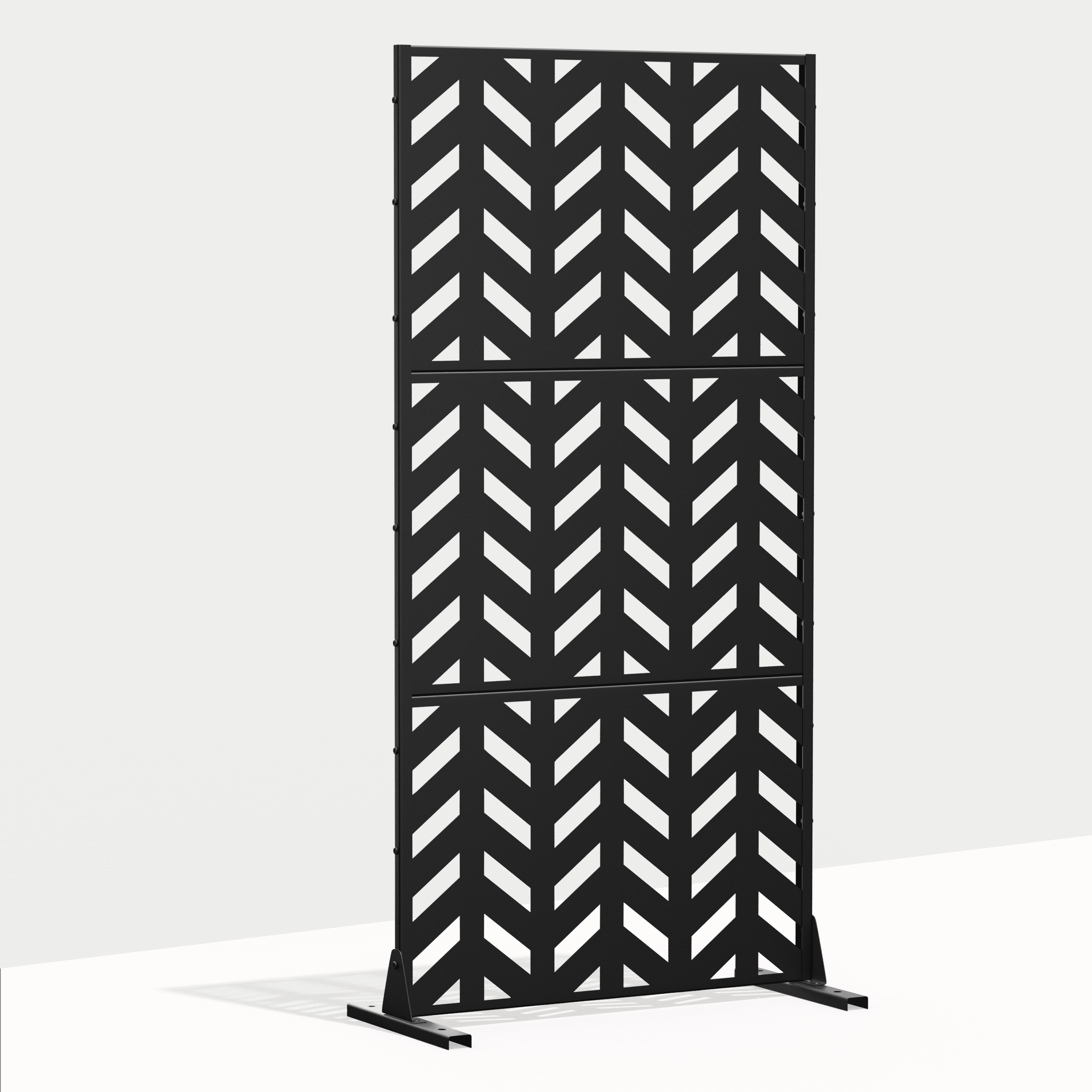 MAYEERTY 72"x35"x16" Outdoor Privacy Screen with Stand Metal Balcony Decorative Screen,Black
