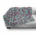 thumbnail image 3 of Lily Soft Flannel Fleece Blanket, Vibrant Flower Field Flourishing Spring Season Daisy Valentines Garden Pattern, Cozy Plush for Indoor and Outdoor Use, 50" x 60", Turquoise Magenta, by Ambesonne, 3 of 6