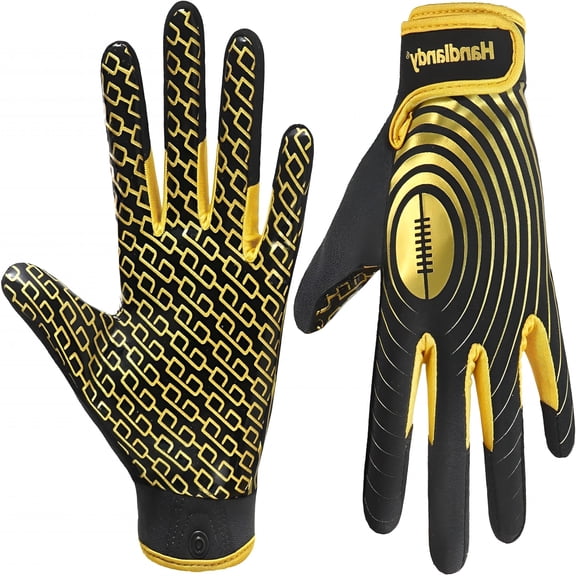 BESTSKY Youth Football Gloves for Kids - Sticky Receiver Gloves with Super Grip Silicone Palm, Breathable Spandex Back, Hook & Loop Closure for Boys and Girls - Football Practice and Game Gloves