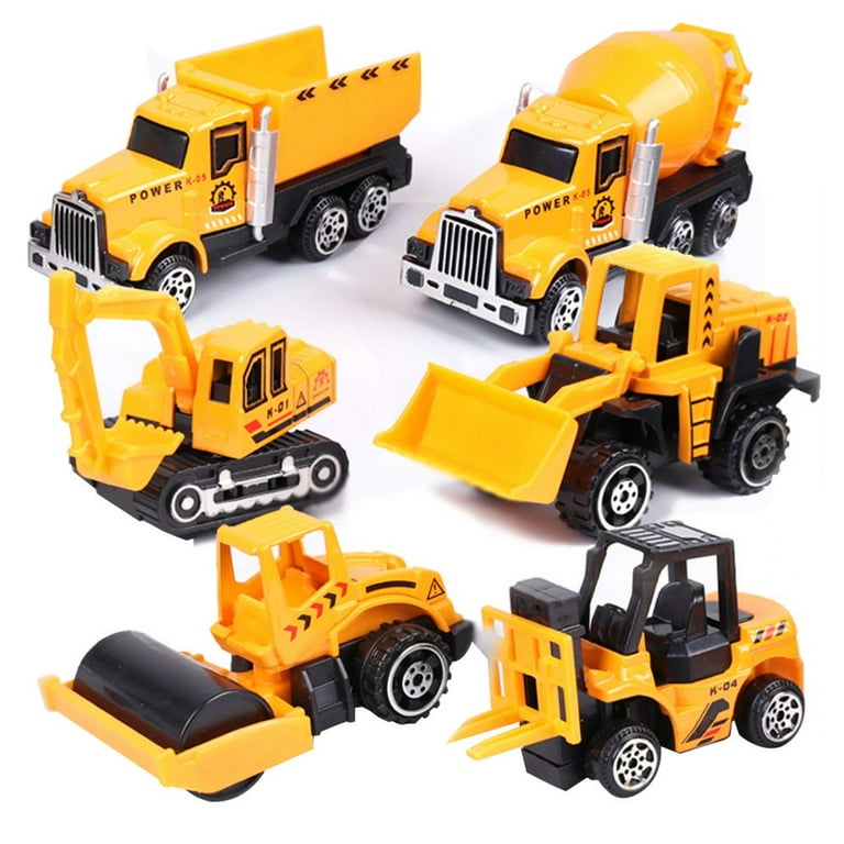 QAPIZM Small Construction Toys, 6Pcs Construction Vehicles Trucks Kids  Birthday Gifts Vehicle Toy Toddlers Boys Mini Car Set Die Cast Engineering