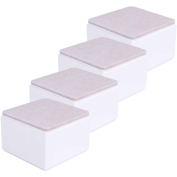 Elevador de muebles de acero al carbono de 1,96", elevadores de cama de acero al carbono de 3,15", elevadores de muebles para muebles de 1,96" de altura, cuadrado blanco