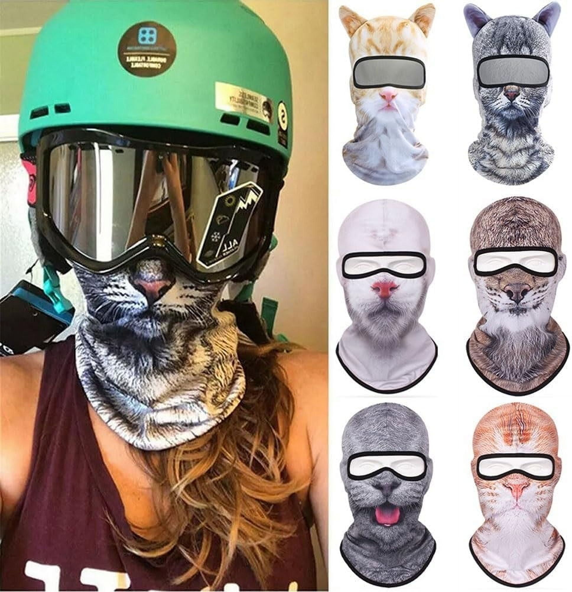 3D Cat Ski Balaclava Sheisty Face Mask with Ears,Cute Full Face Hood Mask Animal Ski Mask for Riding Sports Outdoor(Style F)