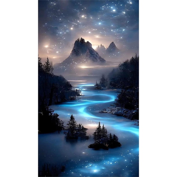 Cuadros Decorativos 5D bricolaje taladro redondo completo diamante pintura cielo estrellado Kit decoración del hogar (LP220) Wdftyju de costura negro 4 estilos